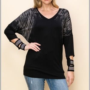 Black- Wing with Cut Out Rhinestone Wrist